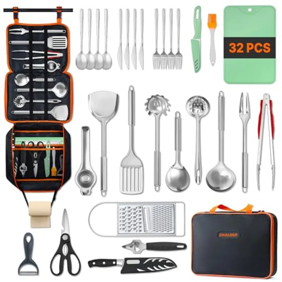 Portable Camping Cooking Utensils Set, Camp Kitchen Set with Organizer Bag, RV Essentials Outdoor Cooking Utensil Kit for Trave
Portable Camping Cooking Utensils Set, Camp Kitchen Set with Organizer Bag, RV Essentials Outdoor Cooking Utensil Kit for Trave