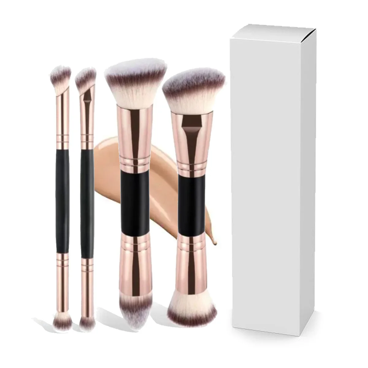 4 Double-Headed Makeup Brushes, Foundation Brush, Blush Brush, Three-Color Soft-Bristled Beauty Tool, Contouring Brush, Loose Powder Brush, Eye Shadow Brush
4 Double-Headed Makeup Brushes, Foundation Brush, Blush Brush, Three-Color Soft-Bristled Beauty Tool, Contouring Brush, Loose Powder Brush, Eye Shadow Brush