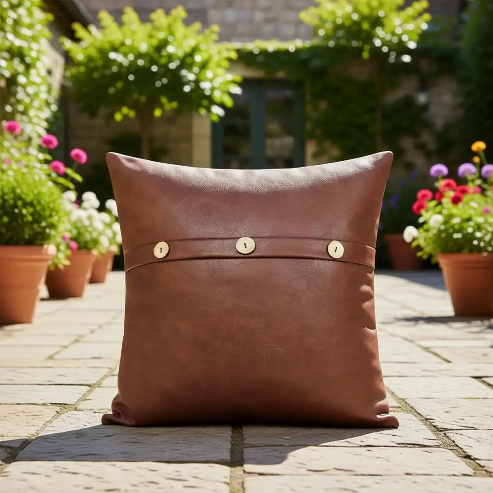 Декоративная наволочка из коричневой кожи 40x40 см с тремя пуговицами для дивана, кровати или сада
Декоративная наволочка из коричневой кожи 40x40 см с тремя пуговицами для дивана, кровати или сада