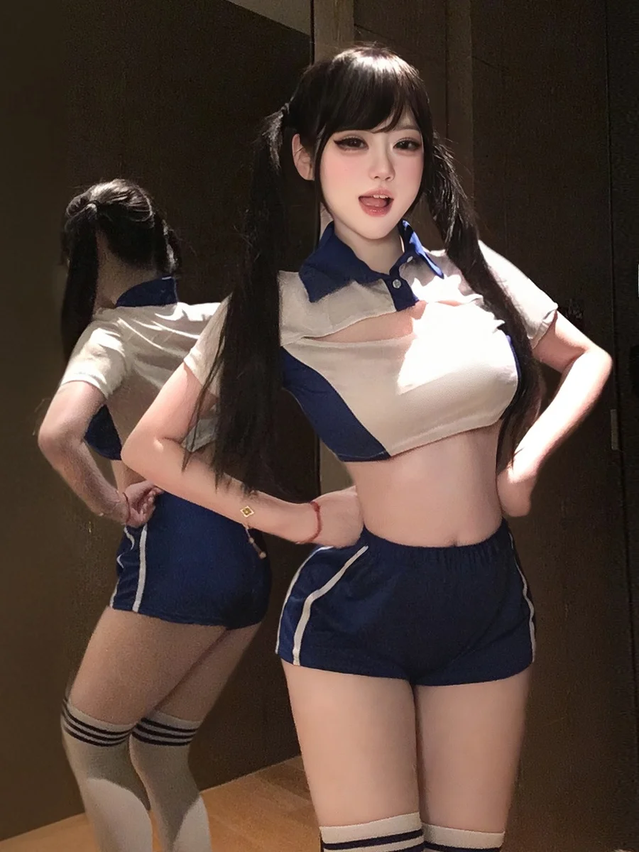 Theme Football Babes Sports Suit Short Sleeve T-Shirt Top Shorts Set Pure Desire Spicy Girl Low Waist Shorts
Theme Football Babes Sports Suit Short Sleeve T-Shirt Top Shorts Set Pure Desire Spicy Girl Low Waist Shorts