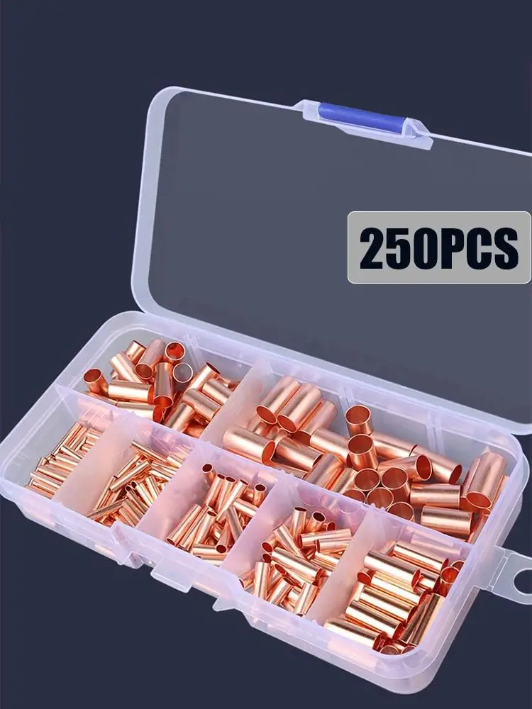 250Pcs Really Wire Ferrules Kit 7 Size Copper Crimp Connector Non Insulated Electrical Butt Terminal Assortment Kit 
250Pcs Really Wire Ferrules Kit 7 Size Copper Crimp Connector Non Insulated Electrical Butt Terminal Assortment Kit