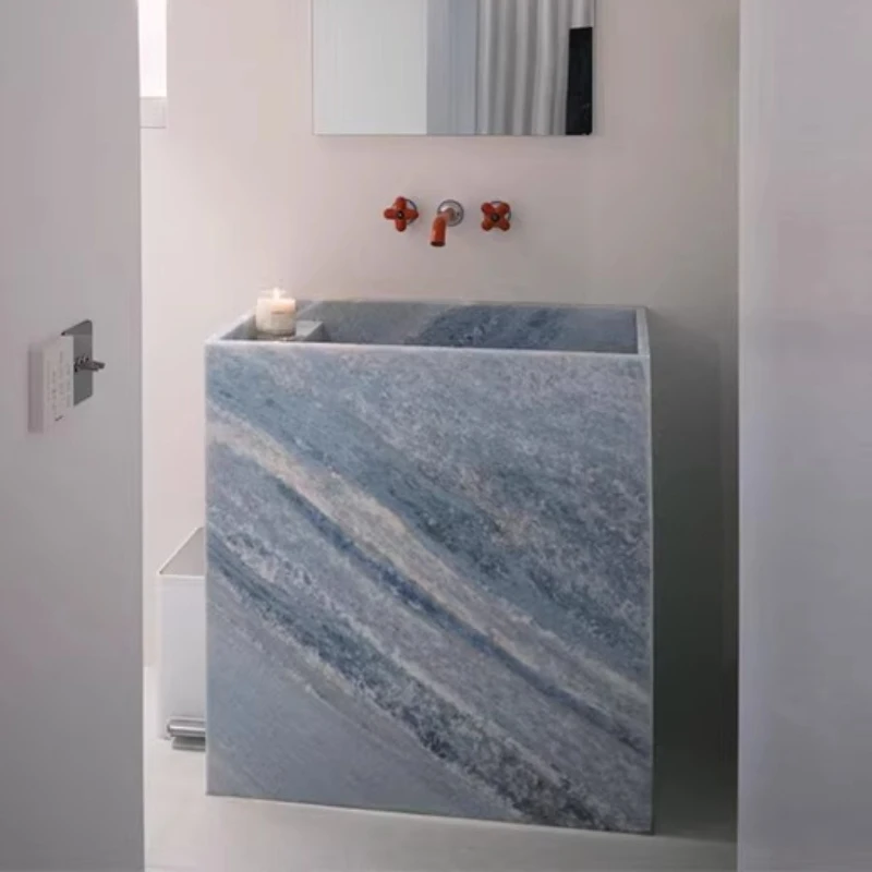 Blue crystal slate marble integrated basin thin edge deep sink hotel washbasin
Blue crystal slate marble integrated basin thin edge deep sink hotel washbasin
