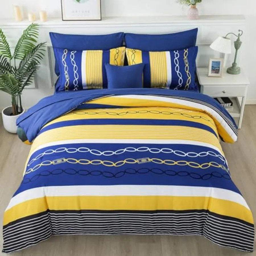 8 Pieces Bed in a Bag Stripe Comforter Set SizePatchwork Striped Comforter with Sheets Set Soft Microfiber Boho Bedding Sets
8 Pieces Bed in a Bag Stripe Comforter Set SizePatchwork Striped Comforter with Sheets Set Soft Microfiber Boho Bedding Sets