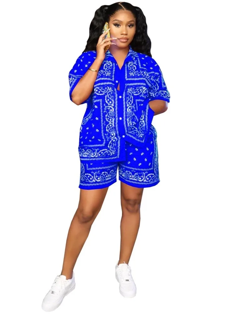 Woman Set Casual Geometric Blouse Holiday Loose Shorts Short Sets Women 2 Piece Set Outfit Summer Fashion Cardigan Suit 2025
Woman Set Casual Geometric Blouse Holiday Loose Shorts Short Sets Women 2 Piece Set Outfit Summer Fashion Cardigan Suit 2025