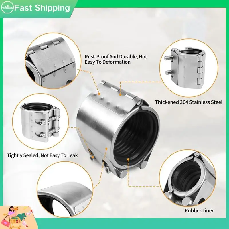 Pipe Repair Clamp Kit- Pipe Coupling Clamp For Plastic&Metal Pipes, Emergency Duty Leak Sealer-Tvdae
Pipe Repair Clamp Kit- Pipe Coupling Clamp For Plastic&Metal Pipes, Emergency Duty Leak Sealer-Tvdae