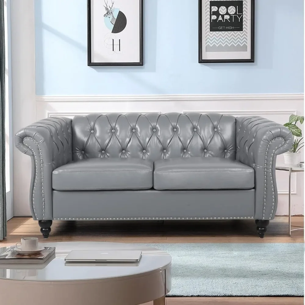 Loveseat Sofa, Button Tufted Faux Leather Couch with Nailhead Trim Scrolled Arms, Loveseat Sofa
Loveseat Sofa, Button Tufted Faux Leather Couch with Nailhead Trim Scrolled Arms, Loveseat Sofa