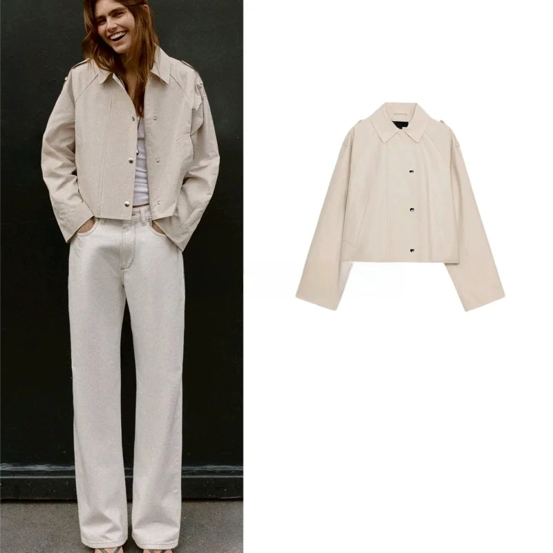 Spring Summer New Women's Casual Short Length Double Breasted Long Sleeve Turn down Collar Windbreaker Jacket Polyester Fiber
Spring Summer New Women's Casual Short Length Double Breasted Long Sleeve Turn down Collar Windbreaker Jacket Polyester Fiber