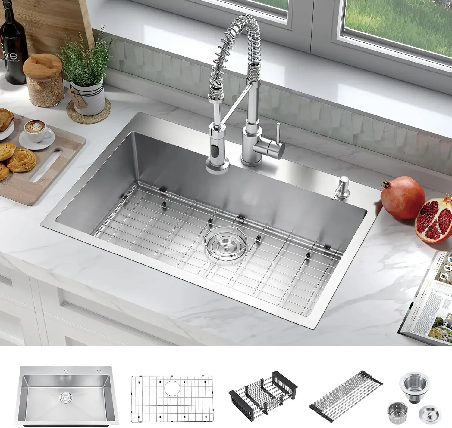 33 Inch Large Single Bowl Drop in Kitchen Sink,Nano Coating Stainless Steel Handmade Single Bowl Topmount Kitchen Sink
33 Inch Large Single Bowl Drop in Kitchen Sink,Nano Coating Stainless Steel Handmade Single Bowl Topmount Kitchen Sink