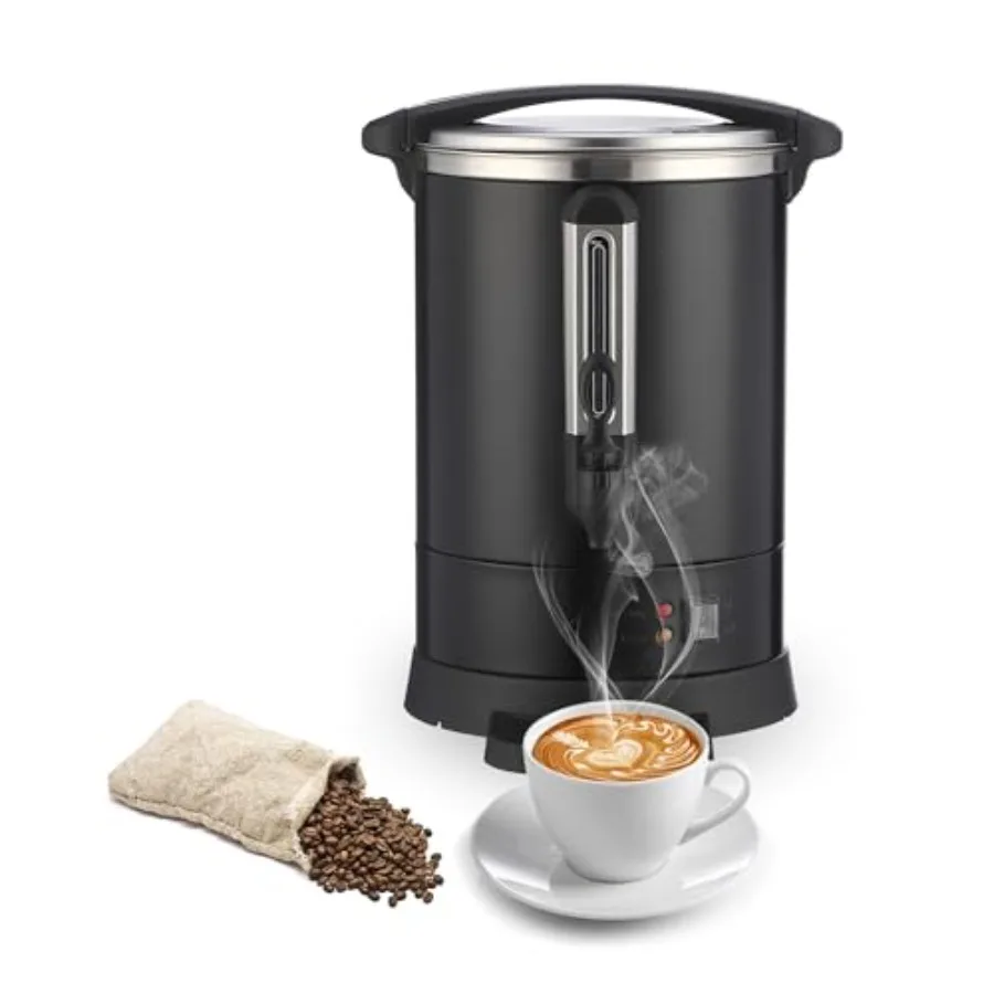 Commercial coffee maker for business catering: 80-cup double-layer stainless steel urn in silver, 12 L/3.2 gal electric hot bev
Commercial coffee maker for business catering: 80-cup double-layer stainless steel urn in silver, 12 L/3.2 gal electric hot bev