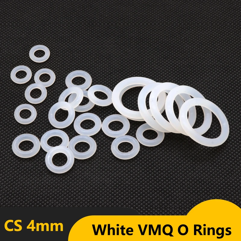CS 4mm OD 12~150mm 10/50Pcs VMQ O Ring Gasket White Silicone Food Grade Waterproof Washer Round O ShapeO Rings Seal Tool
CS 4mm OD 12~150mm 10/50Pcs VMQ O Ring Gasket White Silicone Food Grade Waterproof Washer Round O ShapeO Rings Seal Tool