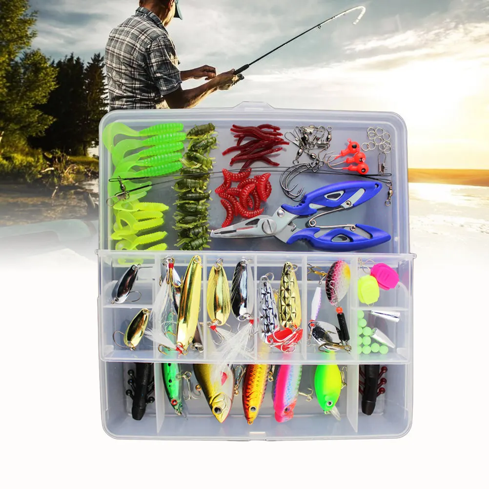 101 pcs Fishing Lure Kit Fish Bait Set With Hard Baits Topwater Lures Spinners Hooks Swivels Pliers Tackle Box For
101 pcs Fishing Lure Kit Fish Bait Set With Hard Baits Topwater Lures Spinners Hooks Swivels Pliers Tackle Box For
