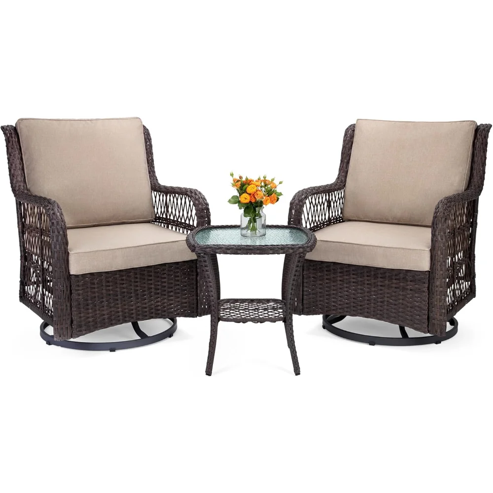 3 Pieces Outdoor Wicker Swivel Rocker Patio Set, 360-Degree Swivel Rocking Chair Elegant Wicker Patio Bistro Set
3 Pieces Outdoor Wicker Swivel Rocker Patio Set, 360-Degree Swivel Rocking Chair Elegant Wicker Patio Bistro Set