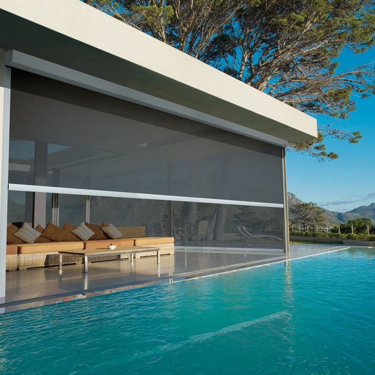 Outside Motorized Fabric Curtains Windproof Zip Screen Roller Blinds for Garden
Outside Motorized Fabric Curtains Windproof Zip Screen Roller Blinds for Garden