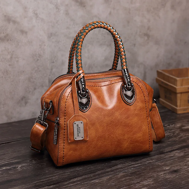 Johnature Oil Wax Leather Women Bag 2024 New Retro Portable Handbag Solid Color Fashion Large Capacity Shoulder & Crossbody Bags
Johnature Oil Wax Leather Women Bag 2024 New Retro Portable Handbag Solid Color Fashion Large Capacity Shoulder & Crossbody Bags