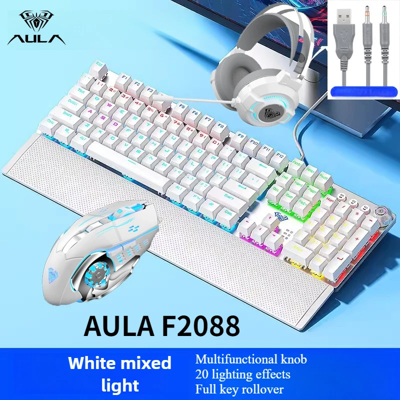 AULA F2088 Проводная игровая клавиатура, многофункциональная ручка, 104 клавиши, механическая клавиатура с подсветкой, комплект гарнитуры для мышей, игровые аксессуары
AULA F2088 Проводная игровая клавиатура, многофункциональная ручка, 104 клавиши, механическая клавиатура с подсветкой, комплект гарнитуры для мышей, игровые аксессуары