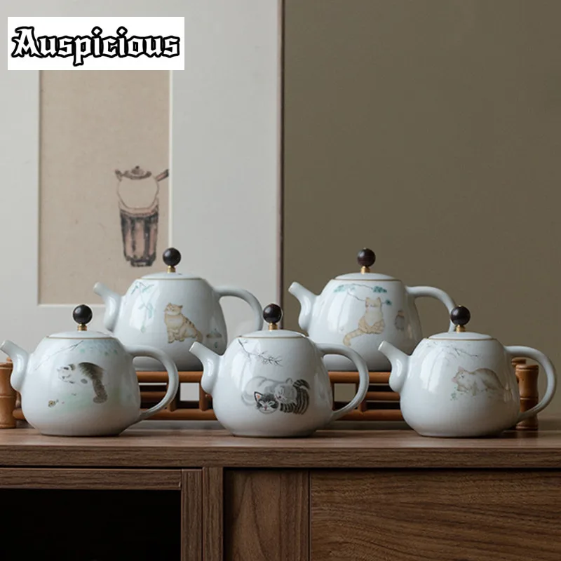 280ml Traditional Ru Kiln Ceramic Teapots Handmade Cute Cat Pattern Kettle Travel Portable Filter Tea Pot Home Tea Set Drinkware
280ml Traditional Ru Kiln Ceramic Teapots Handmade Cute Cat Pattern Kettle Travel Portable Filter Tea Pot Home Tea Set Drinkware