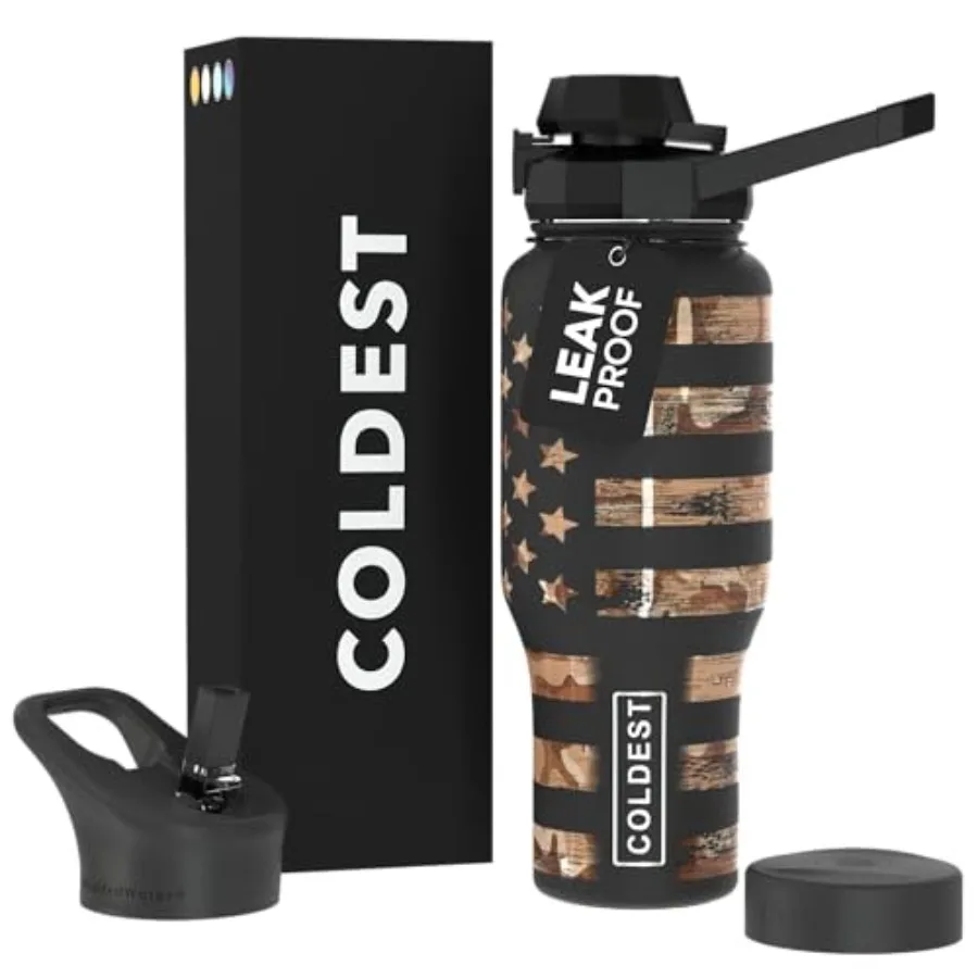 Coldest Sports Water Bottle - 3 in 1 Lids Chug Straw Handle - Insulated Stainless Steel Tumbler with Handle - Vacuum Water Flas
Coldest Sports Water Bottle - 3 in 1 Lids Chug Straw Handle - Insulated Stainless Steel Tumbler with Handle - Vacuum Water Flas