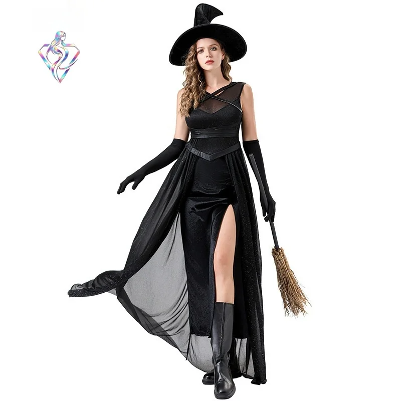 Black Witch Costume Dress Halloween Witch Stage Performance Outfit Women's Traditional Chinese Ethnic Stage Costume
Black Witch Costume Dress Halloween Witch Stage Performance Outfit Women's Traditional Chinese Ethnic Stage Costume