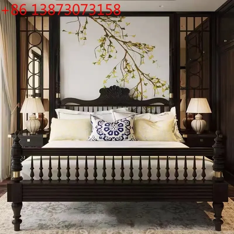 French retro all solid wood double beech bed American light luxury black wedding bed medium antique American small apartment
French retro all solid wood double beech bed American light luxury black wedding bed medium antique American small apartment