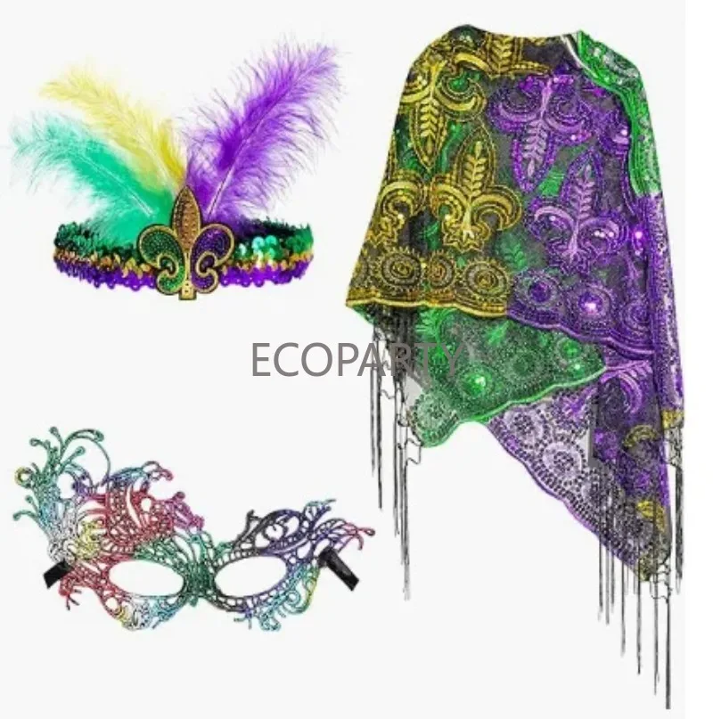 Mardi Gras Shawl Scarf Costume with Mardi Gras Headband Masquerade Party Favor Accessories Multicoloured
Mardi Gras Shawl Scarf Costume with Mardi Gras Headband Masquerade Party Favor Accessories Multicoloured