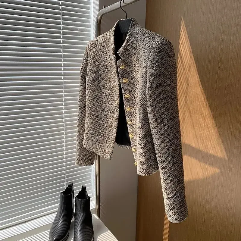 Vintage Cropped Tweed Jacket Women Elegant Short Blazer Autumn Korean Single-Breasted All Match Casual Chic Outerwear Tops
Vintage Cropped Tweed Jacket Women Elegant Short Blazer Autumn Korean Single-Breasted All Match Casual Chic Outerwear Tops