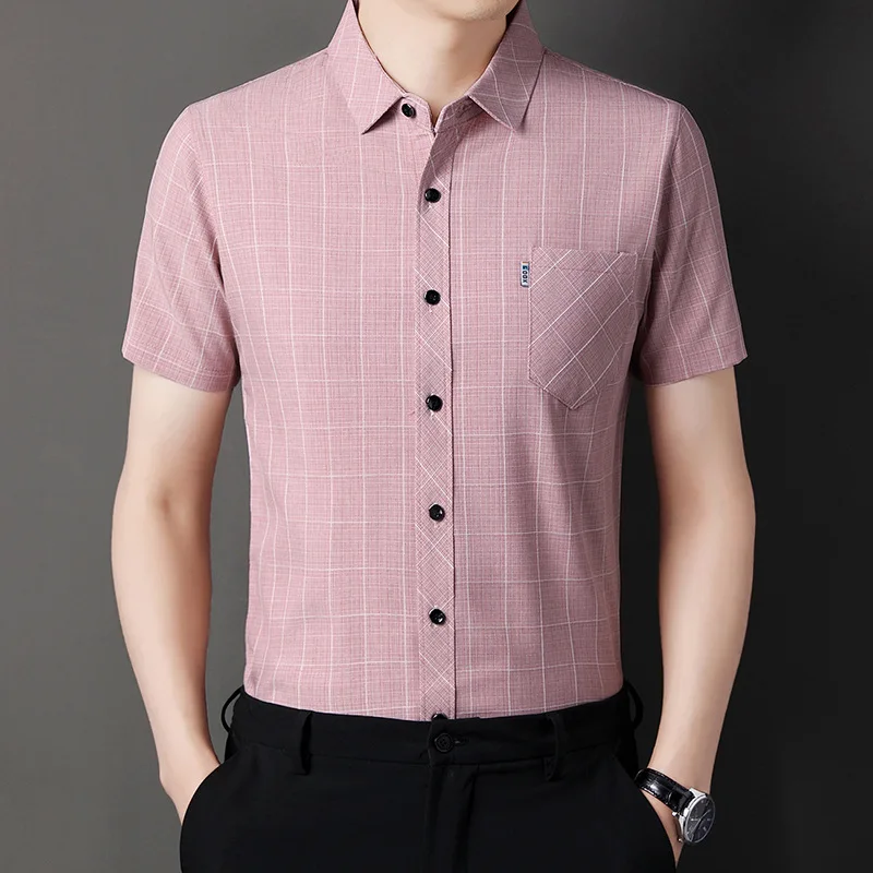 2024 Cotton and linen short-sleeved shirt men summer business casual plaid print inch thin true pocket middle-aged shirt men
2024 Cotton and linen short-sleeved shirt men summer business casual plaid print inch thin true pocket middle-aged shirt men