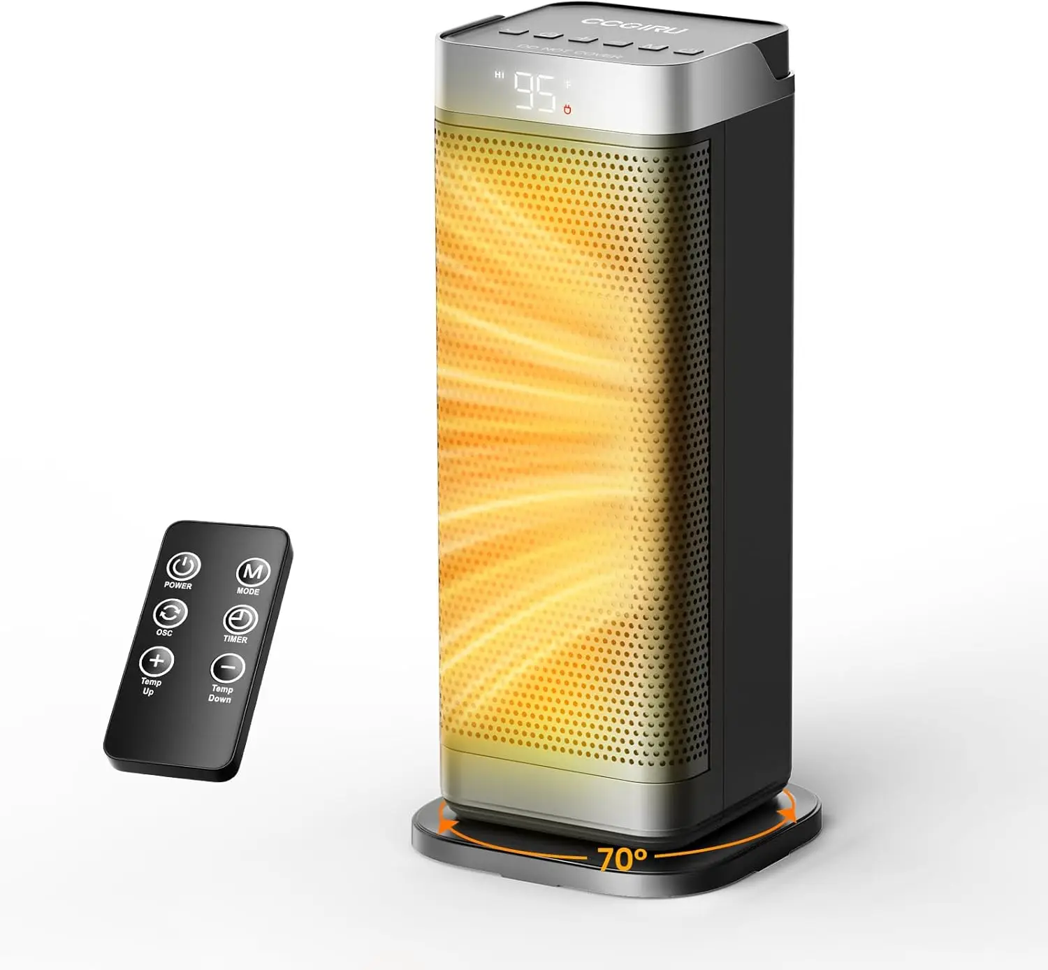 1500W PTC Ceramic Space Heater with Remote, 70° Oscillating for Indoor Office Bedroom
1500W PTC Ceramic Space Heater with Remote, 70° Oscillating for Indoor Office Bedroom