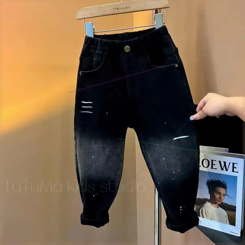 Korean Version Of Childrens Clothing Gradient Jeans For Boys Casual Plush Jeans For Trendy Sports Pants For Big Boys Kids
Korean Version Of Childrens Clothing Gradient Jeans For Boys Casual Plush Jeans For Trendy Sports Pants For Big Boys Kids