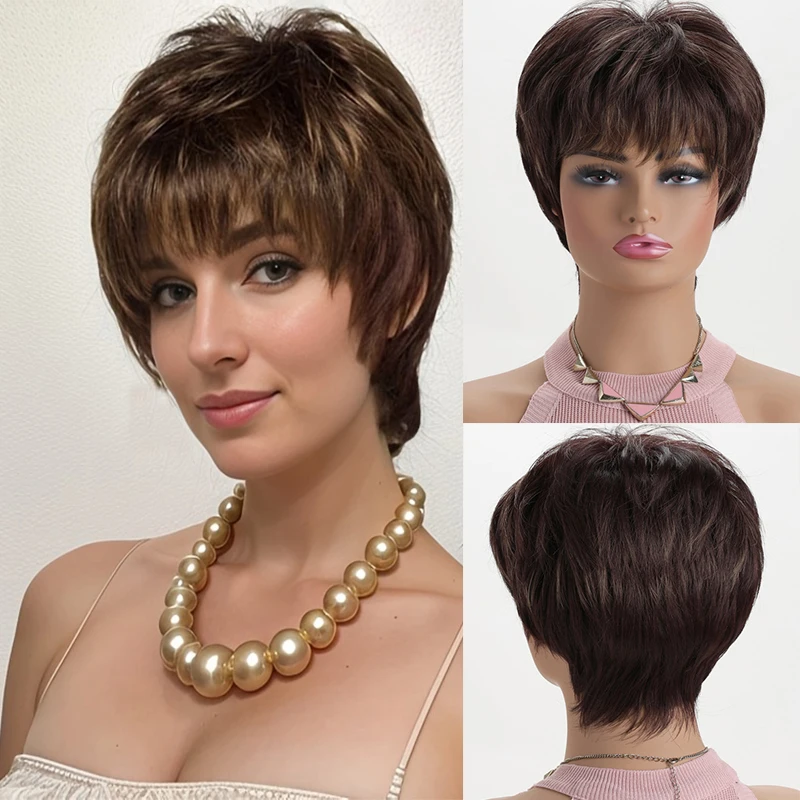 Fashion Short Wigs for Women Pixie Cut Hairstyle Brown Straight Synthetic Wigs Natural As Real Hair Cosplay Party Wig
Fashion Short Wigs for Women Pixie Cut Hairstyle Brown Straight Synthetic Wigs Natural As Real Hair Cosplay Party Wig