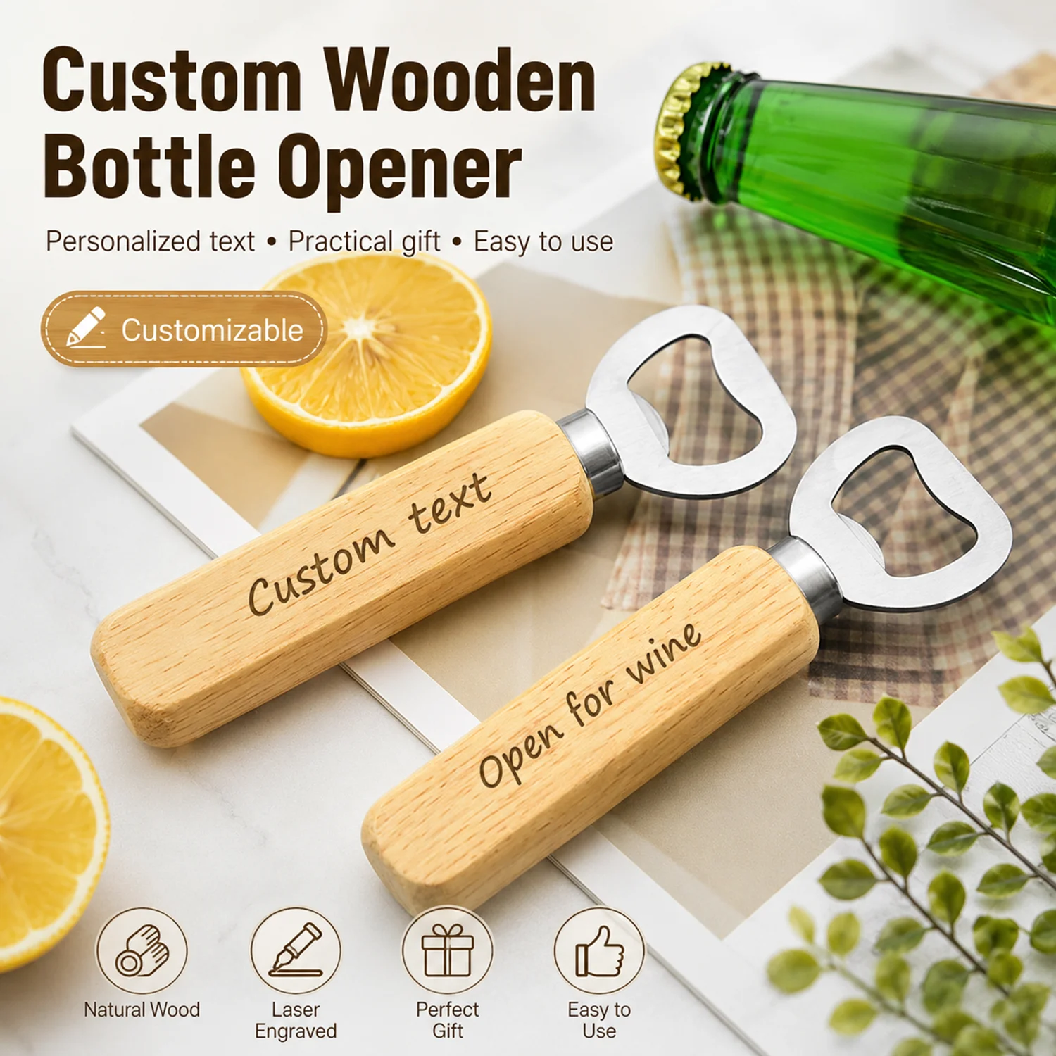 Custom Text Beer Bottle Opener Laser Engraving Beer Bottle Opener Kitchen Party Personalized Gift Wooden Handle Beer Opener
Custom Text Beer Bottle Opener Laser Engraving Beer Bottle Opener Kitchen Party Personalized Gift Wooden Handle Beer Opener