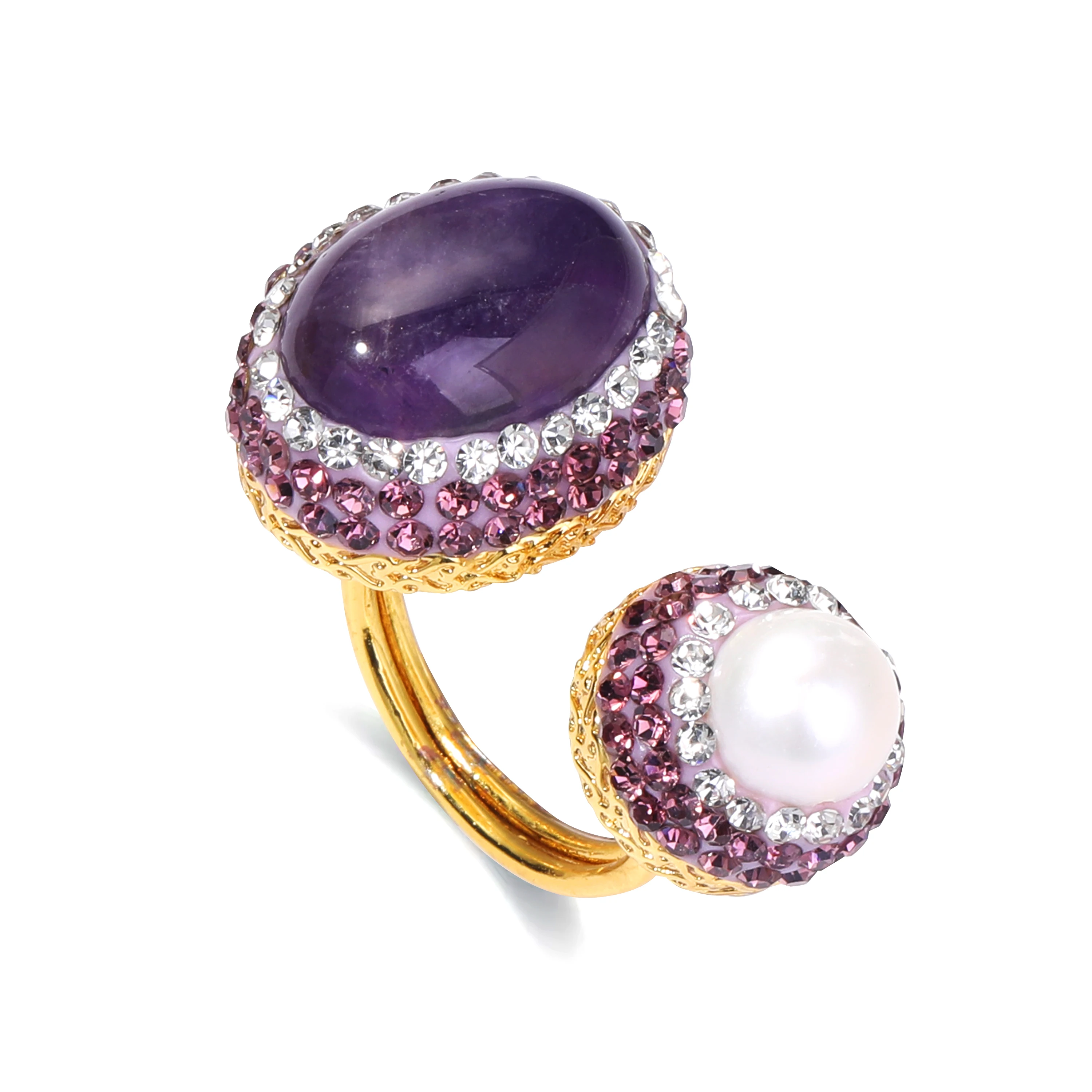 French Ladies Luxury Jewelry Natural Freshwater Baroque Pearls with Zirconia Ring Amethyst Ring Fashion Gifts for Women and Girl
French Ladies Luxury Jewelry Natural Freshwater Baroque Pearls with Zirconia Ring Amethyst Ring Fashion Gifts for Women and Girl
