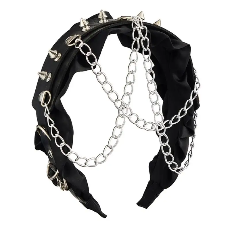 A52E Trendy Punk Headwear Leather Hair Band With Decorative Metal Chain
A52E Trendy Punk Headwear Leather Hair Band With Decorative Metal Chain
