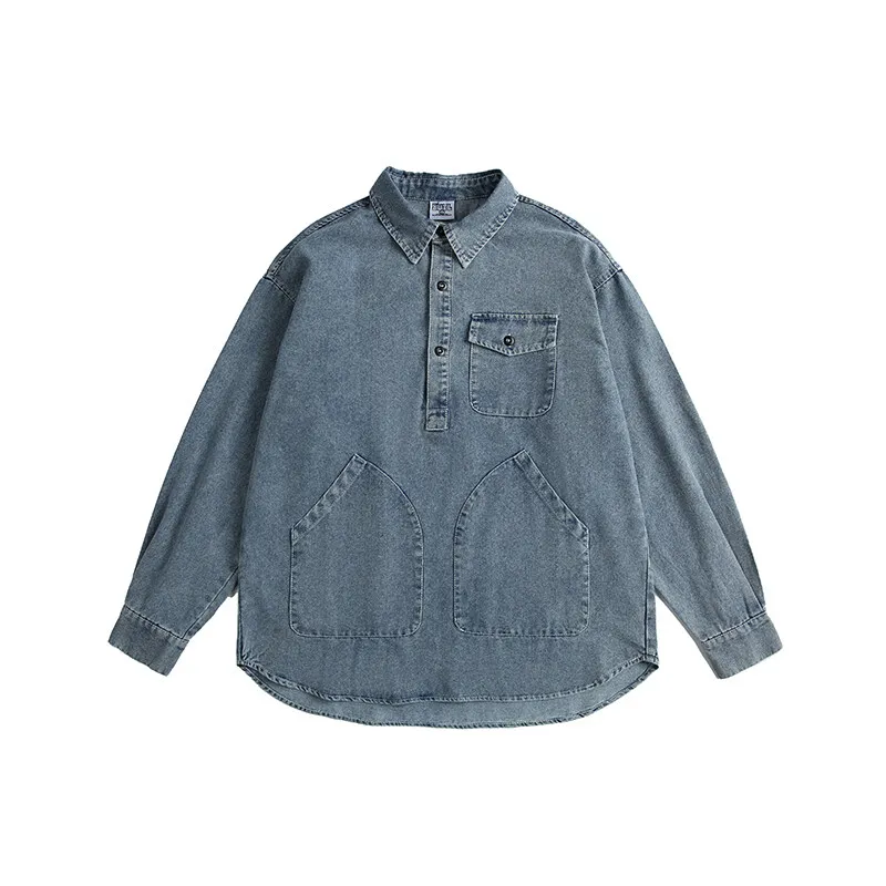 Japanese Streetwear Cityboy Vintage Fashion Multi-pocket Pullover Denim Shirt Men Loose Casual Long Sleeve Oversize Jeans Shirts
Japanese Streetwear Cityboy Vintage Fashion Multi-pocket Pullover Denim Shirt Men Loose Casual Long Sleeve Oversize Jeans Shirts