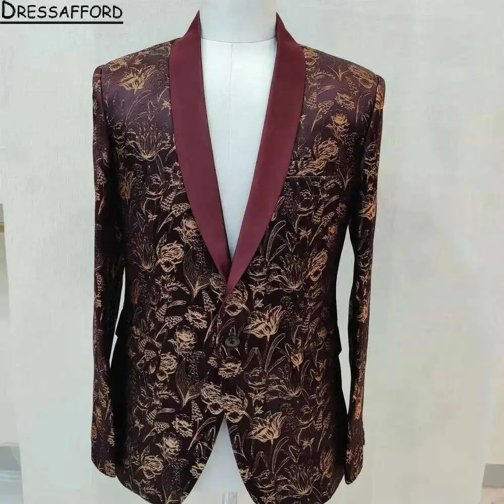 Elegant Floral Jacquard Men Suits Two Pieces Groom Wear Jacket + Pants
Elegant Floral Jacquard Men Suits Two Pieces Groom Wear Jacket + Pants