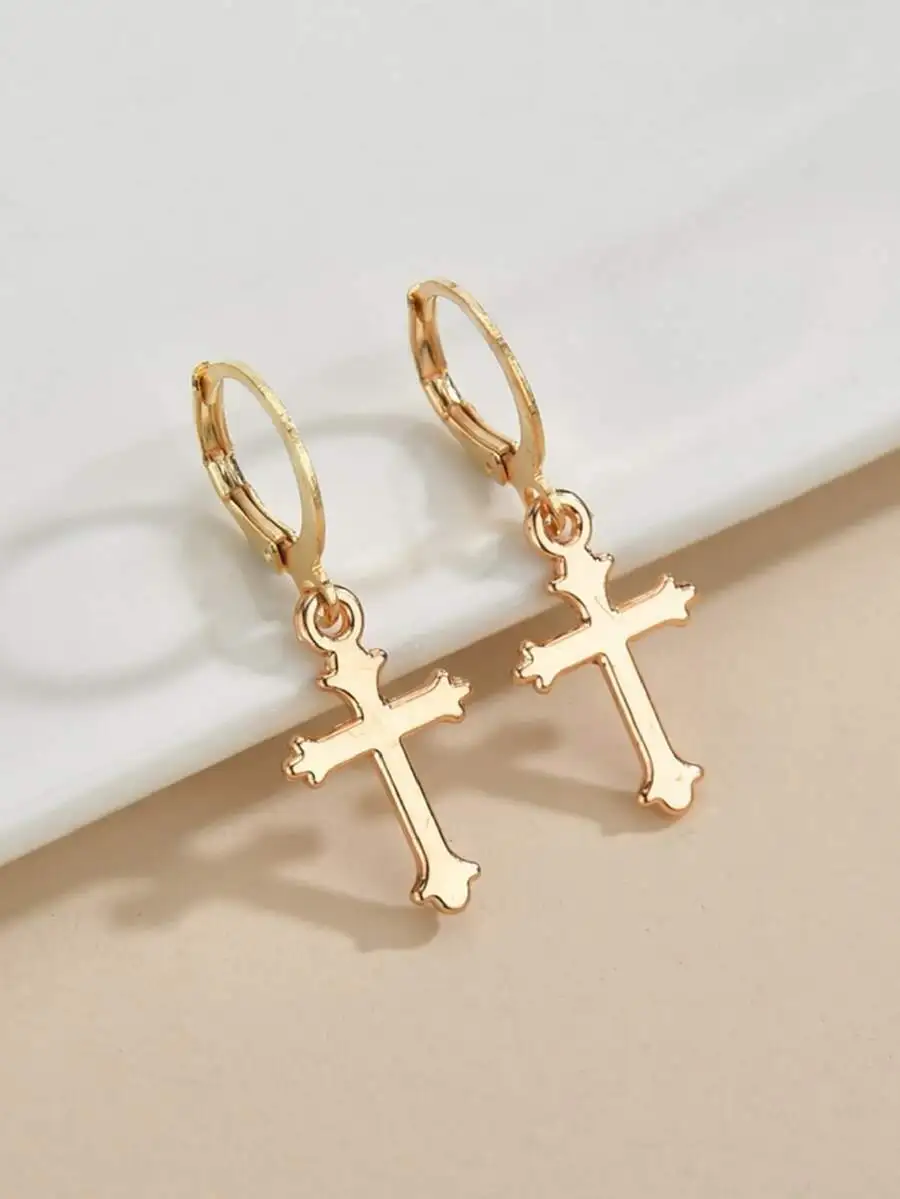 Cross-shaped drop earrings with elegant minimalist design for everyday wear
Cross-shaped drop earrings with elegant minimalist design for everyday wear