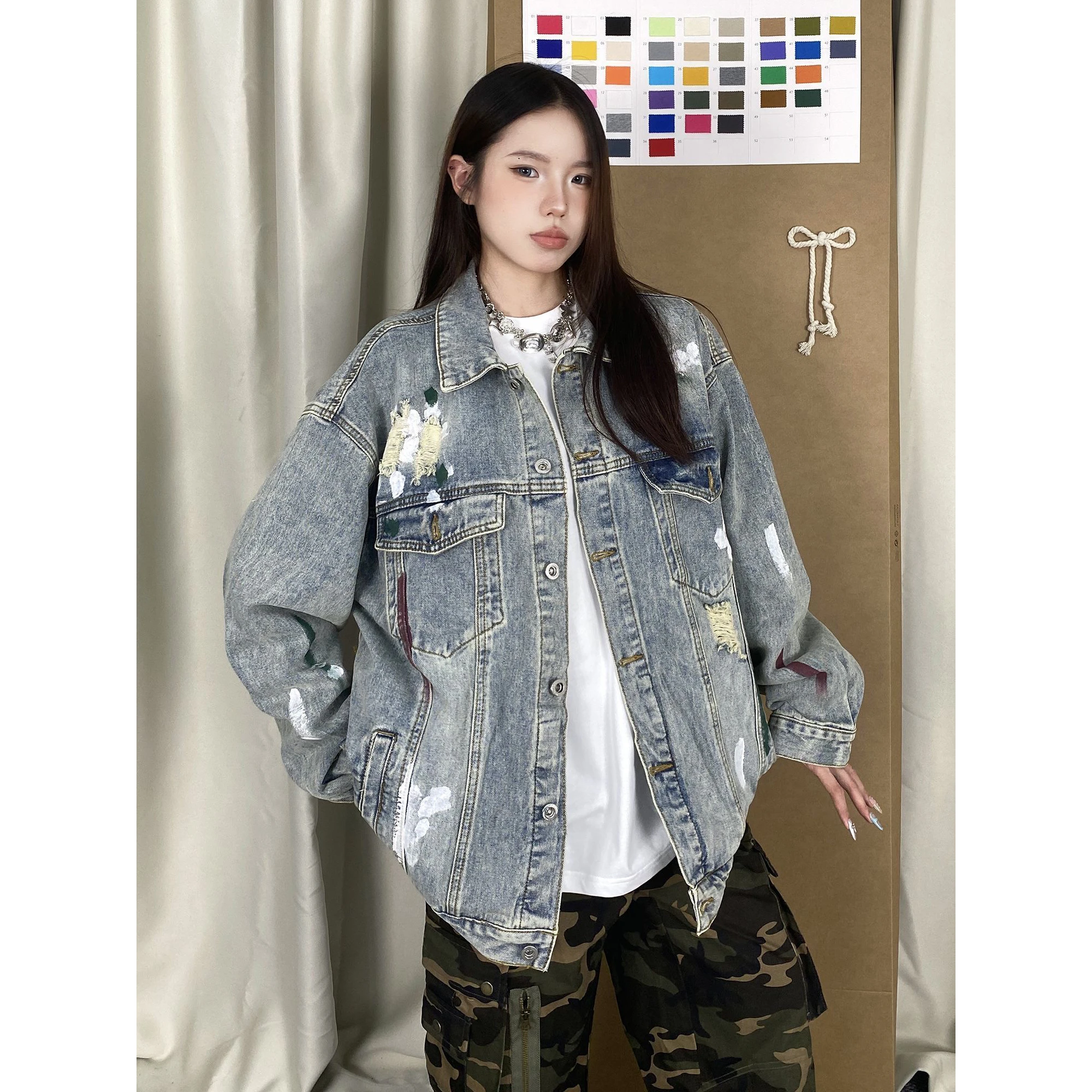 Джинсовая куртка в стиле ретро с эффектом распыления краски, весна-осень, повседневный дизайн, уличный стиль, куртка для отдыха
Джинсовая куртка в стиле ретро с эффектом распыления краски, весна-осень, повседневный дизайн, уличный стиль, куртка для отдыха
