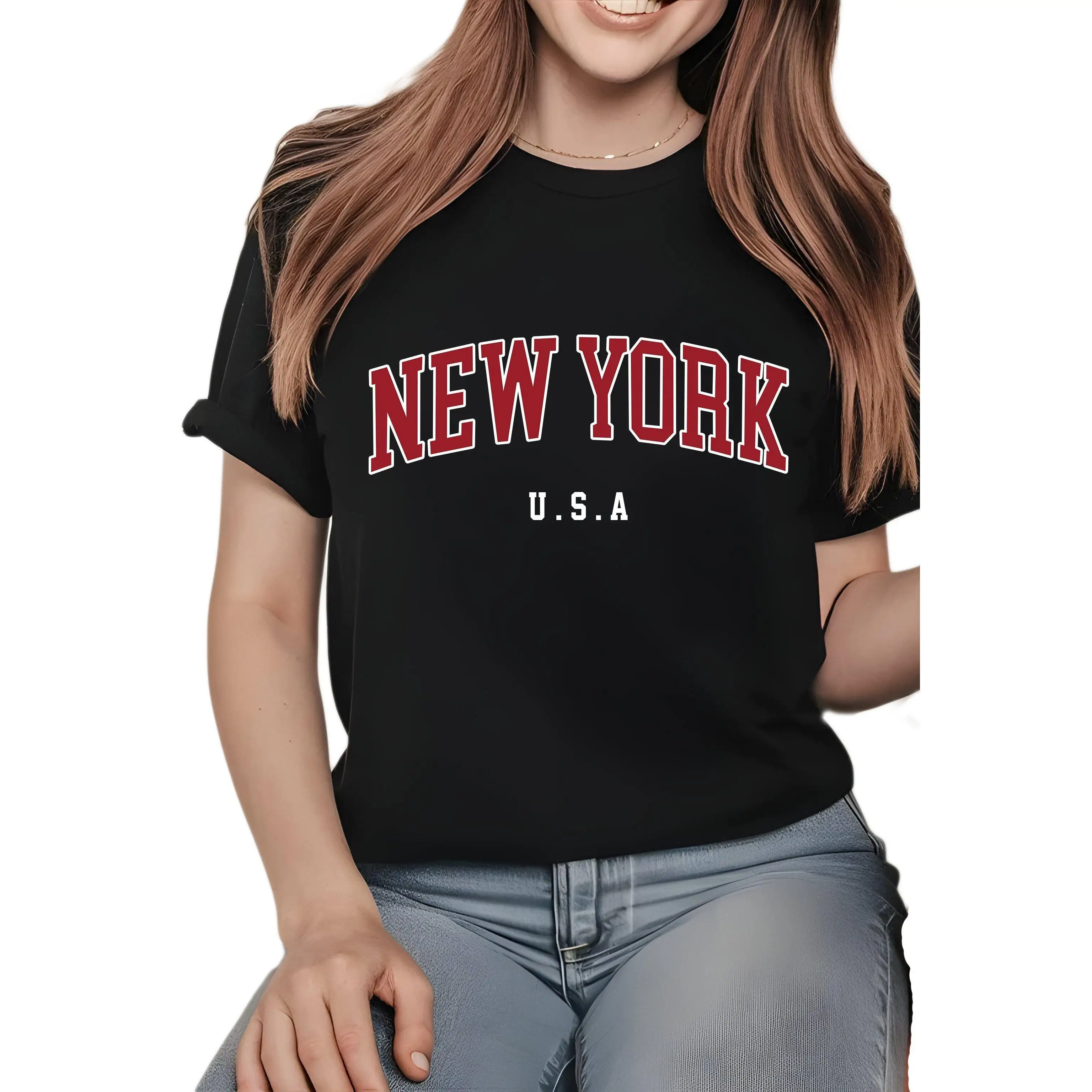 New York Graphic Print TShirt For Women Casual Short Sleeve Tee 1 Pcs 100% Heavy Cotton Comfortable Crew Neck, Soft Adorable Tee 
New York Graphic Print TShirt For Women Casual Short Sleeve Tee 1 Pcs 100% Heavy Cotton Comfortable Crew Neck, Soft Adorable Tee