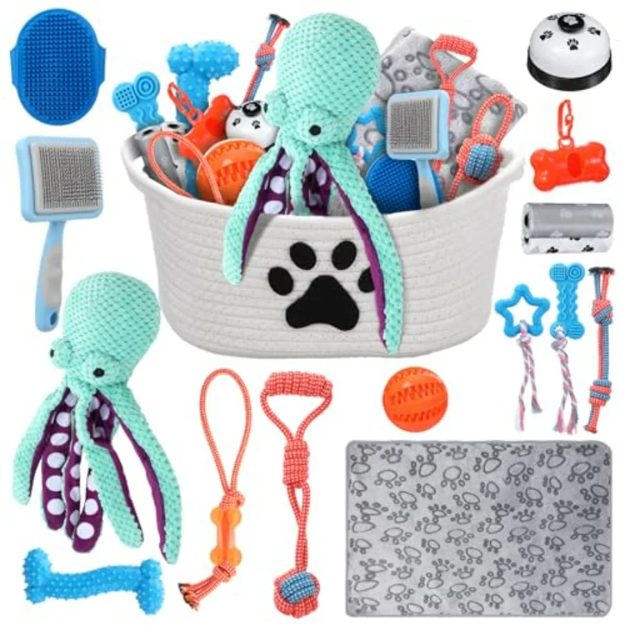17 Pcs Mother's Day Puppy Gift Set, Dog Toy and Essentials Bundle with Chew Toys, Poop Bag Dispenser, Grooming Brush, Training
17 Pcs Mother's Day Puppy Gift Set, Dog Toy and Essentials Bundle with Chew Toys, Poop Bag Dispenser, Grooming Brush, Training