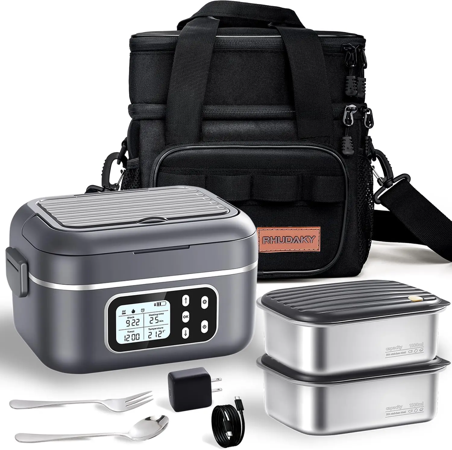 27000mAh Cordless Electric Heated Lunch Box, 100W Portable Food Warmer for Work Travel Car - Self-Heating, 2 x 6.3 Cups
27000mAh Cordless Electric Heated Lunch Box, 100W Portable Food Warmer for Work Travel Car - Self-Heating, 2 x 6.3 Cups