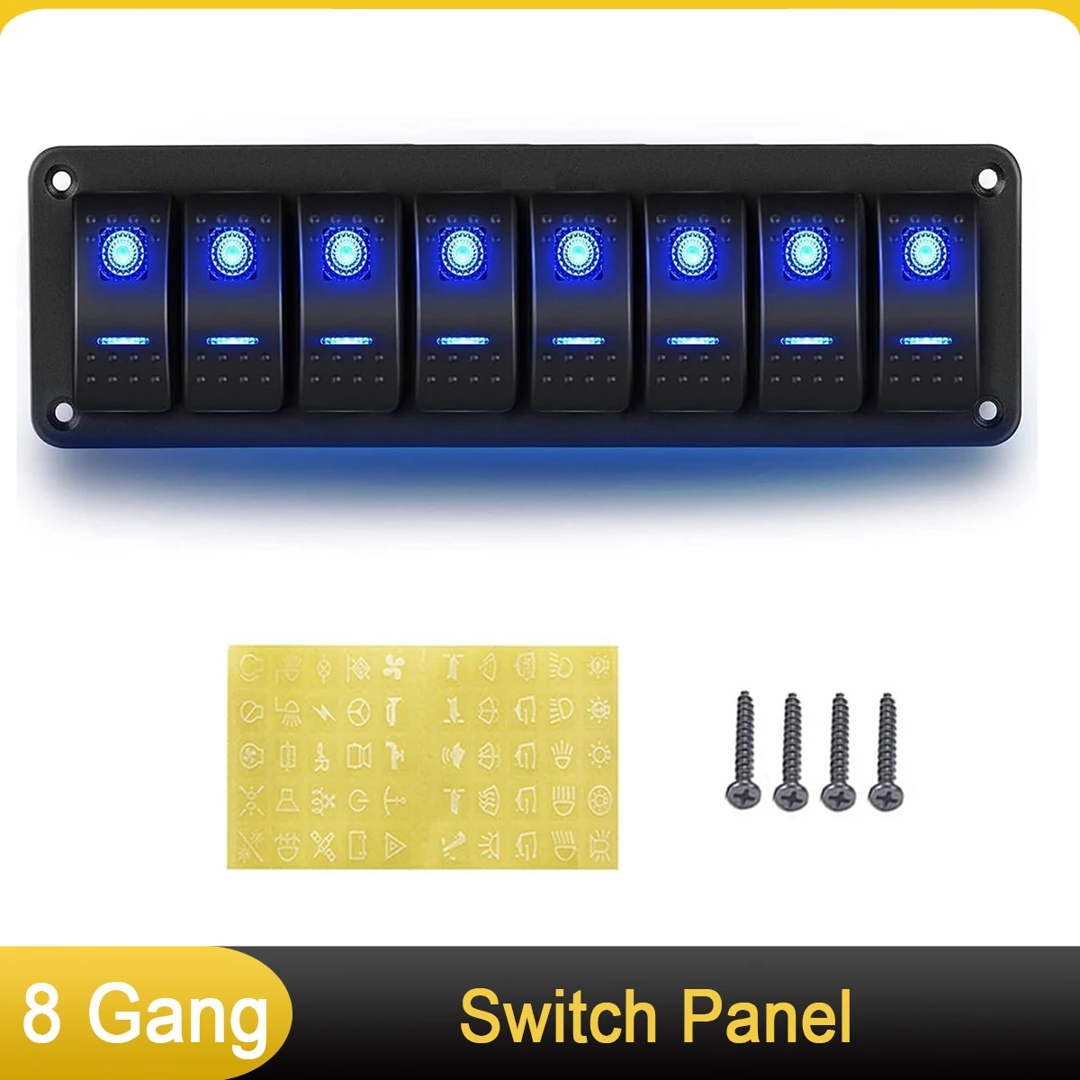 8-групповая панель переключателей ВКЛ-ВЫКЛ Водонепроницаемая панель кулисных переключателей 12 В со светодиодной подсветкой для автомобилей, лодок, грузовиков, кемперов
8-групповая панель переключателей ВКЛ-ВЫКЛ Водонепроницаемая панель кулисных переключателей 12 В со светодиодной подсветкой для автомобилей, лодок, грузовиков, кемперов