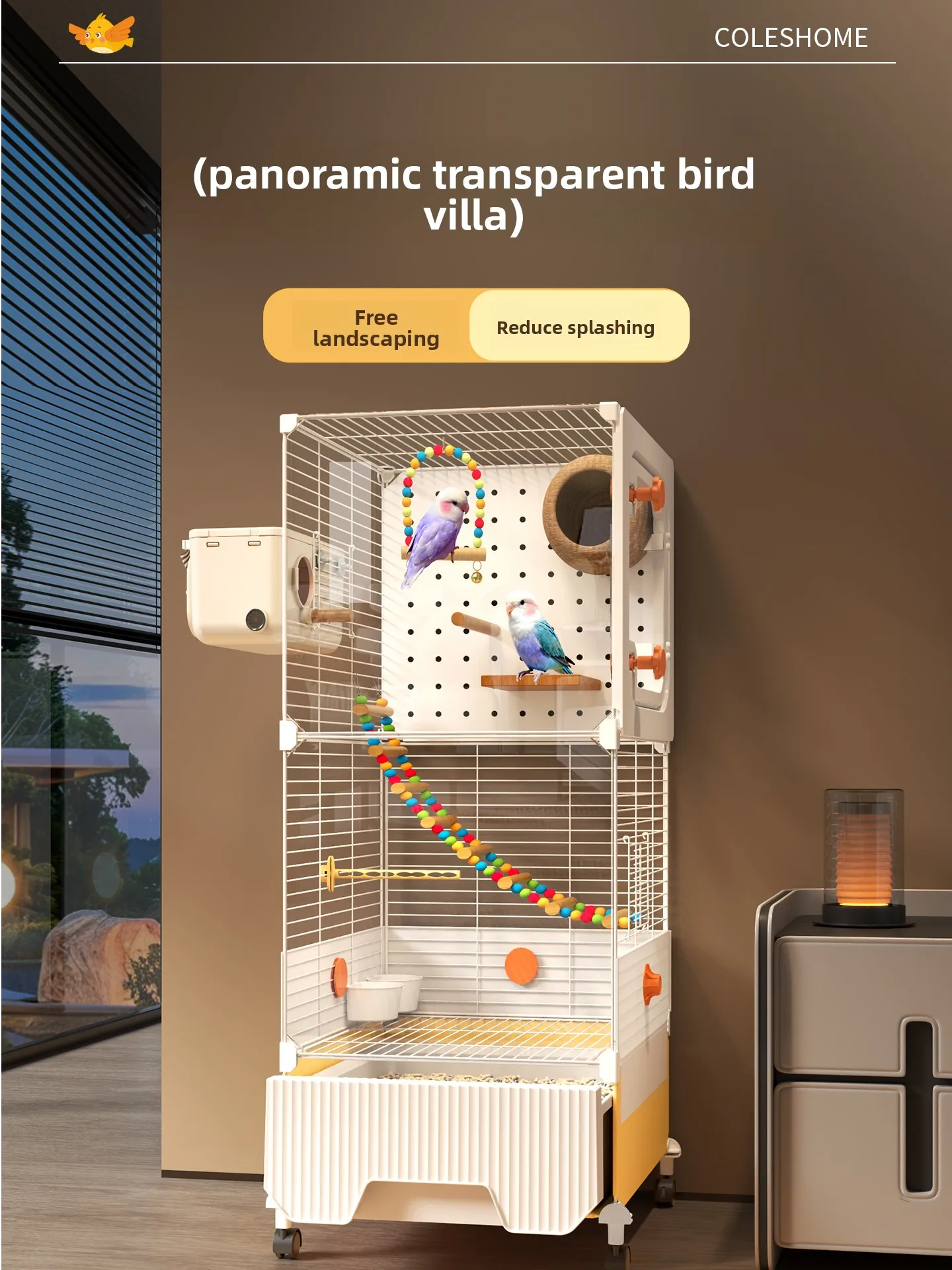 Large Luxury Parrot Cage for Budgie Cockatiel Sun Conure with Splash Proof Design
Large Luxury Parrot Cage for Budgie Cockatiel Sun Conure with Splash Proof Design