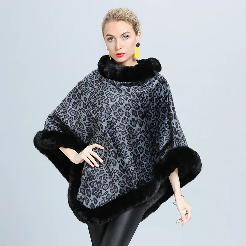 Fashion Leopard Soft Faux Rabbit Fur Poncho Coat Thicken Fluffy Lining Pullover Cape Women Winter New Wraps Shawl Mother Gift
Fashion Leopard Soft Faux Rabbit Fur Poncho Coat Thicken Fluffy Lining Pullover Cape Women Winter New Wraps Shawl Mother Gift