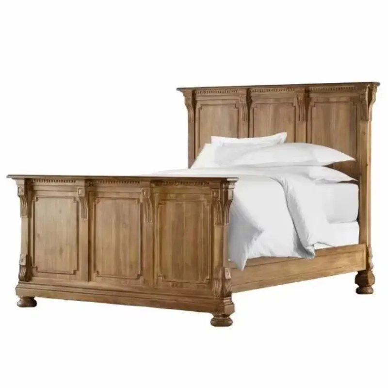 Furniture Type Antique Natural Wooden Queen Bed Double Panel Bed
Furniture Type Antique Natural Wooden Queen Bed Double Panel Bed