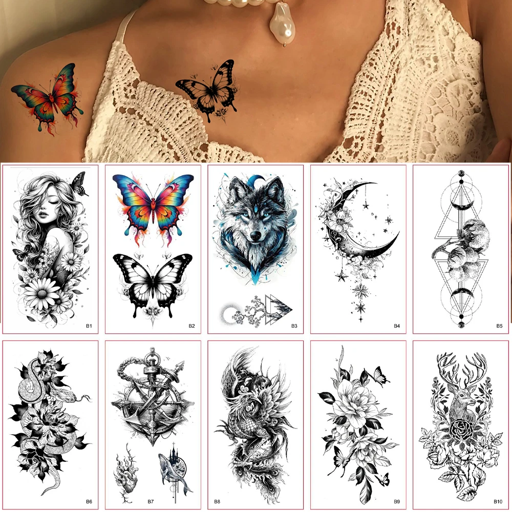 10 Sheets Body Fake Tattoo Butterfly Snake Flower Animal Temporary Tattoo Stickers for Women Men Hand Arm Leg Body Art
10 Sheets Body Fake Tattoo Butterfly Snake Flower Animal Temporary Tattoo Stickers for Women Men Hand Arm Leg Body Art