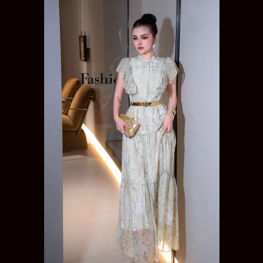 Meyyithun Women's Dress 2025 New Fashion Stand Up Collar Light Green Printed Dress 0208MX02
Meyyithun Women's Dress 2025 New Fashion Stand Up Collar Light Green Printed Dress 0208MX02