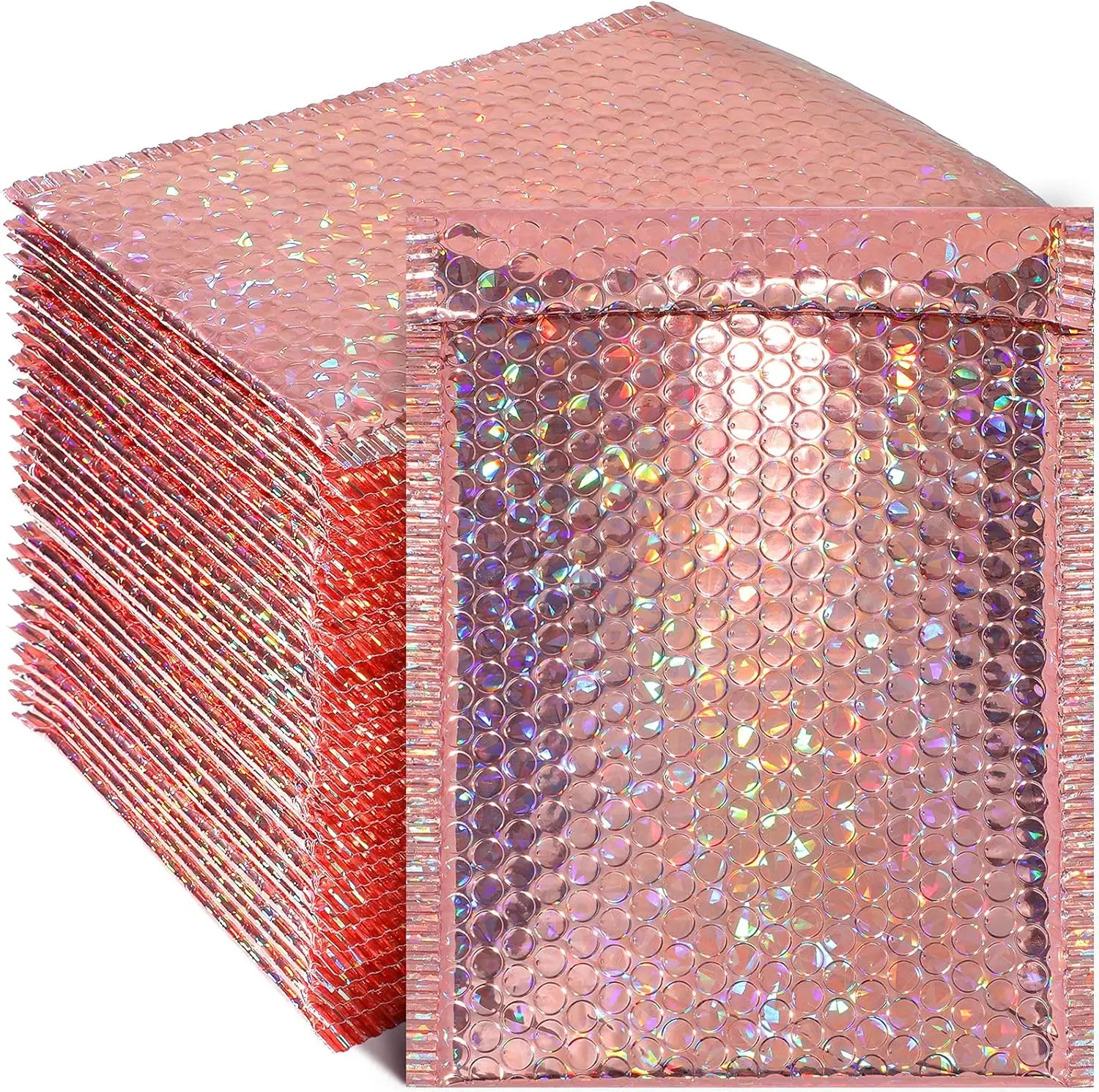 30 Pcs Rose Gold Holographic Bubble Mailers 9.5x6 in Self-Sealing Padded Envelopes for Shipping
30 Pcs Rose Gold Holographic Bubble Mailers 9.5x6 in Self-Sealing Padded Envelopes for Shipping