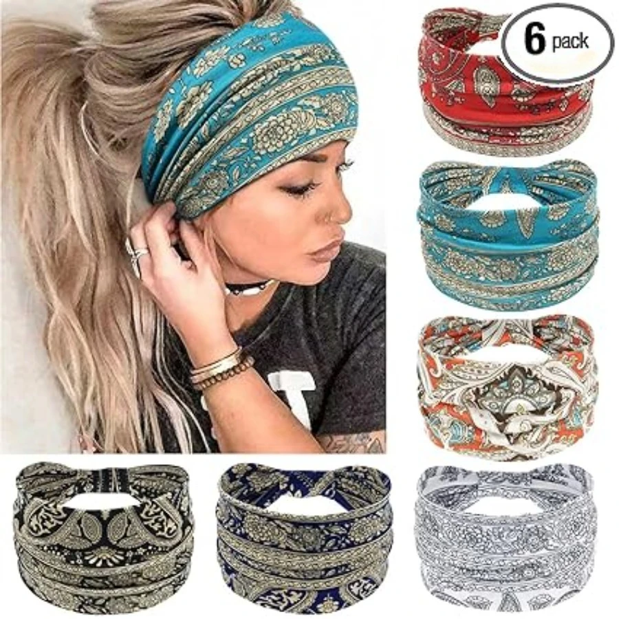 Wide Headbands for Women Knotted No Slip Head Bands Soft Turban Headband Hair Accessories Boho African Solid Color Head Wraps for Women Yoga Workout (Blue), 6 Pack
Wide Headbands for Women Knotted No Slip Head Bands Soft Turban Headband Hair Accessories Boho African Solid Color Head Wraps for Women Yoga Workout (Blue), 6 Pack