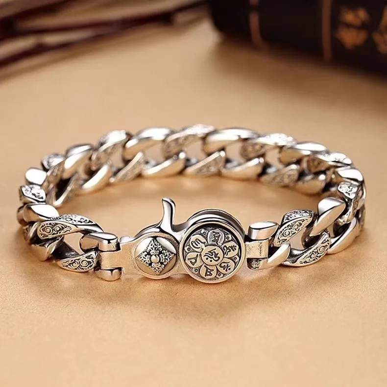 Rotatable Six Mantra Wide Bracelet for Men Vintage Retro Cuff Bangle Trendy Personality Male Fashion Jewelry Gift
Rotatable Six Mantra Wide Bracelet for Men Vintage Retro Cuff Bangle Trendy Personality Male Fashion Jewelry Gift