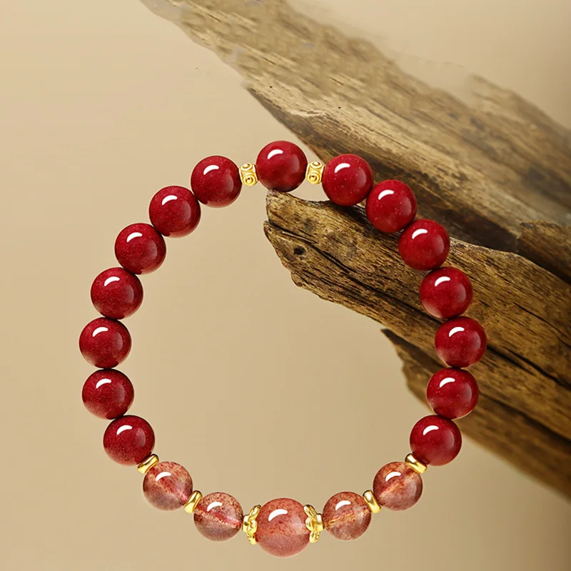 Natural Cinnabar Purple Gol San New Chinese Style Han Jewelry Women Strawberry Crystal Lucky Bea Bracelet Gift For HandString
Natural Cinnabar Purple Gol San New Chinese Style Han Jewelry Women Strawberry Crystal Lucky Bea Bracelet Gift For HandString
