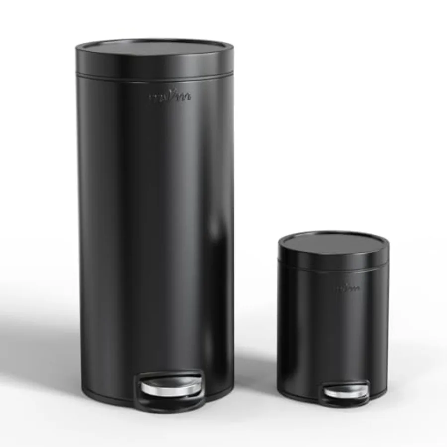 Trash Can Set, 8 Gallon 30L +1.3 Gallon(5L) Kitchen Bathroom Trash Cans Combo, Step Round Stainless Steel Garbage Can with Lid,
Trash Can Set, 8 Gallon 30L +1.3 Gallon(5L) Kitchen Bathroom Trash Cans Combo, Step Round Stainless Steel Garbage Can with Lid,